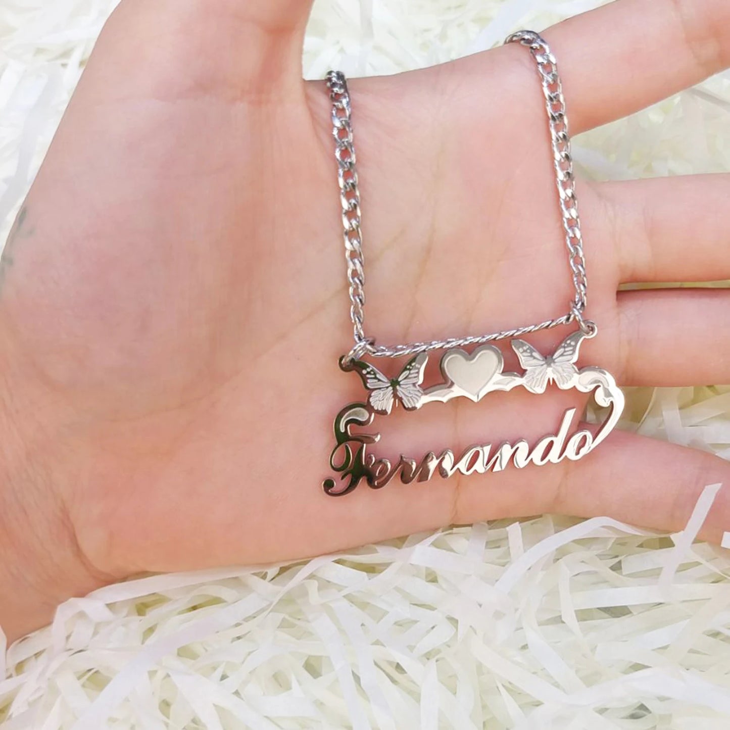 Customized Name Necklace Personalized Horizontal Name Pendant