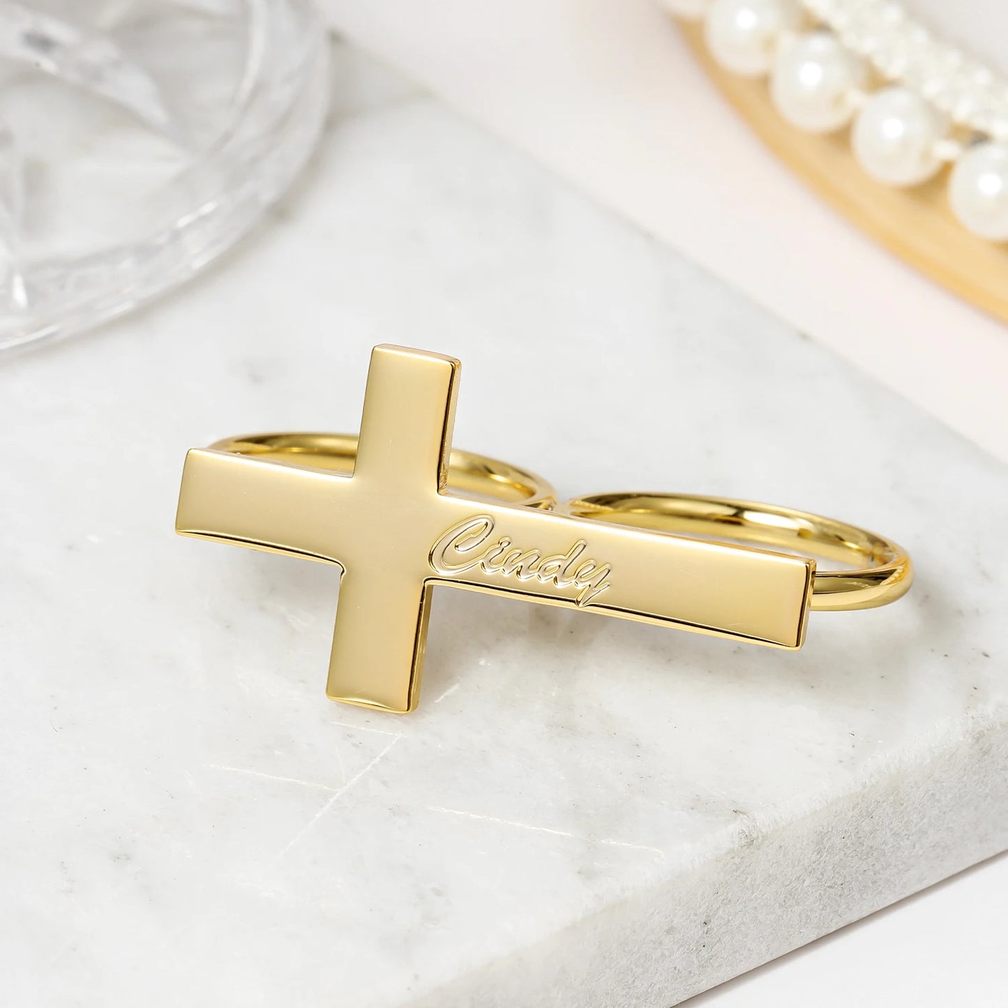 Two Finger Ring, 18K Gold Plated Jesus Souvenir