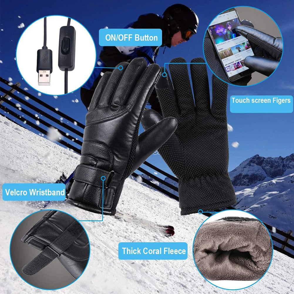 Cycling Gloves Waterproof USB Electric Heating