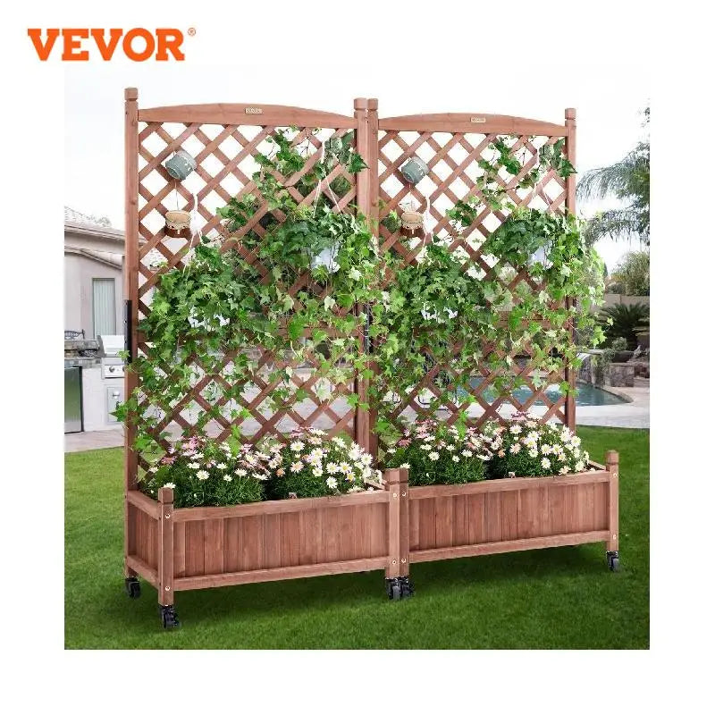 Wood Planter, Vine Climbing Plants Flowers Garden