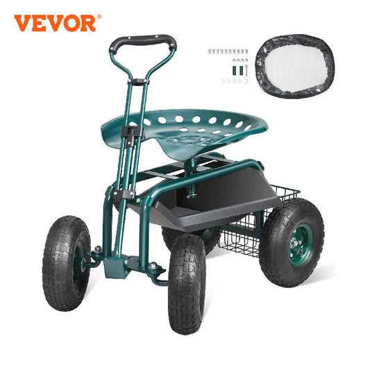 Garden Cart Rolling Workseat  Wagon Scooter