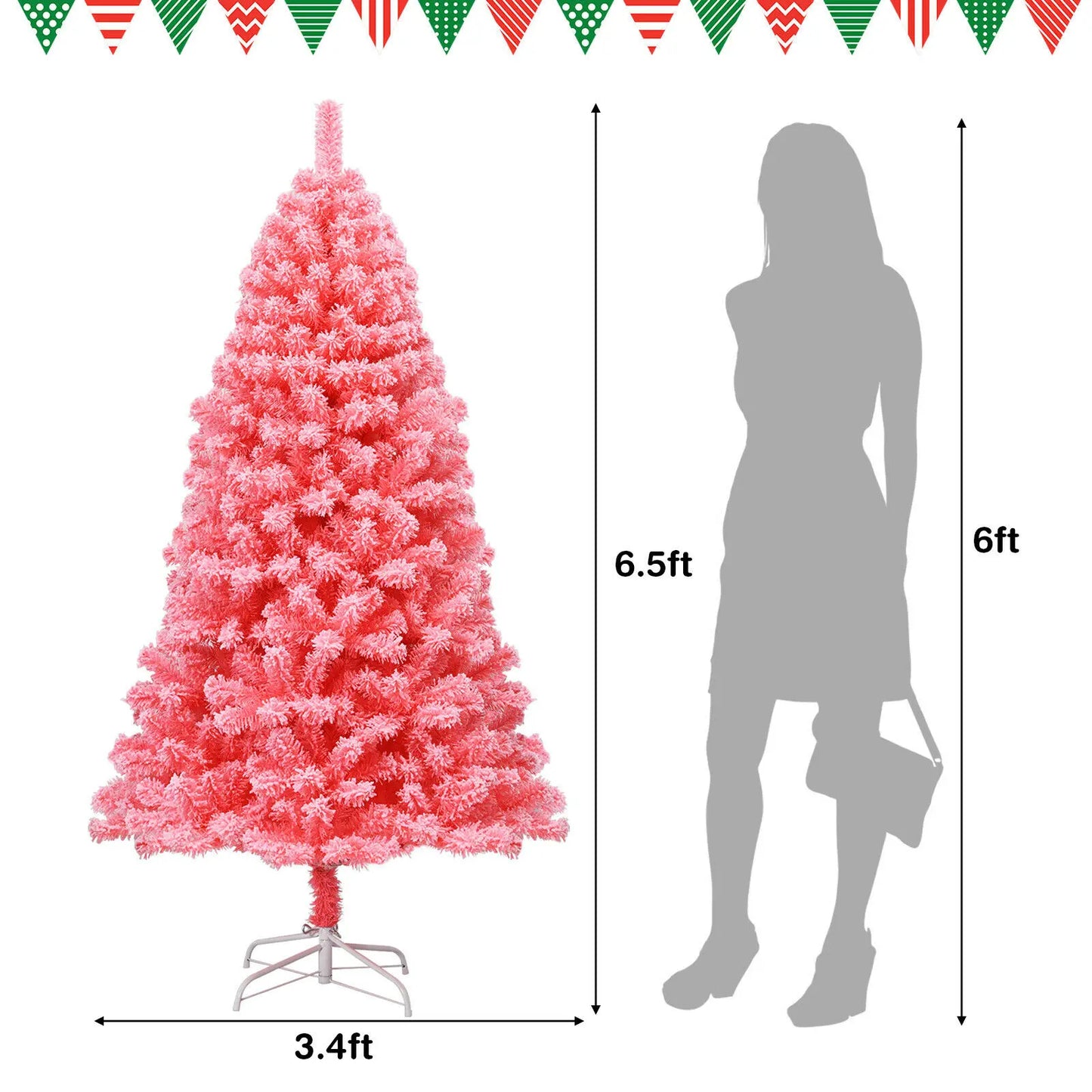 Costway 4.5ft/6.5ft/7.5ft Tree w/ Metal Stand Pink