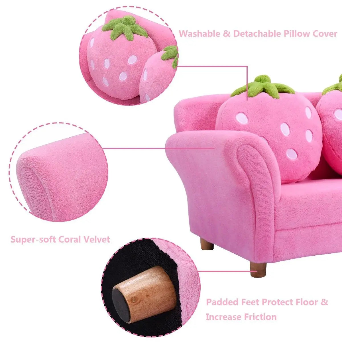 Costway Kids Sofa Strawberry Armrest