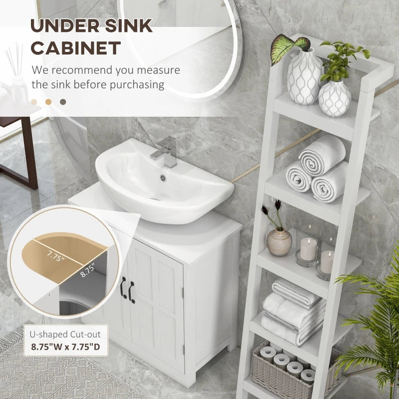 White Sink Cabinet Pedestal Under Sink w/Shelfing