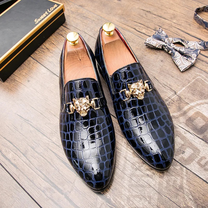 Black men's leather shoes designer loafers