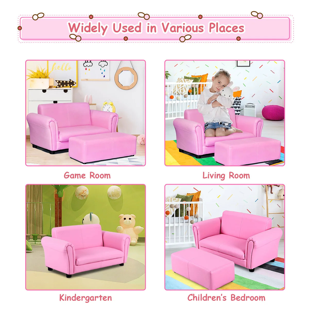 Costway Pink Kids Sofa Children Birthday Gift