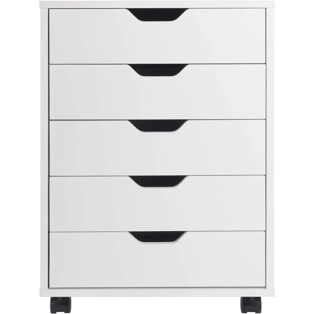 Wood Halifax Cabinet For Closet/Office, 5 Drawers, White