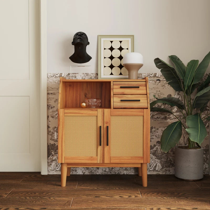 Storage Cabinet, with Rattan Doors and drawers