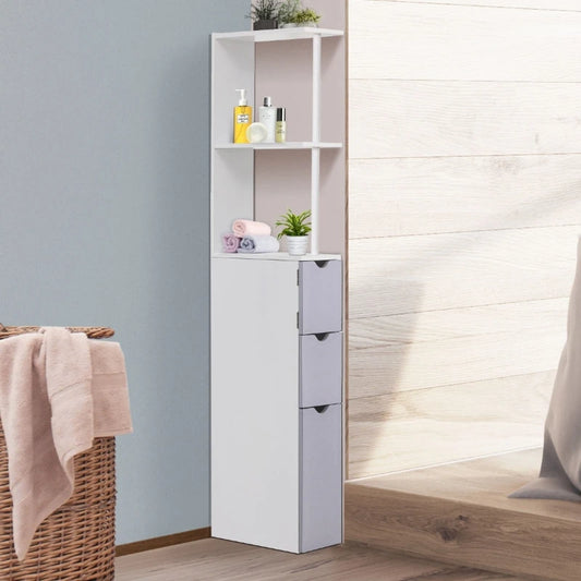 Narrow Multipurpose Bathroom Cabinet with 2 Shelves 1 Door