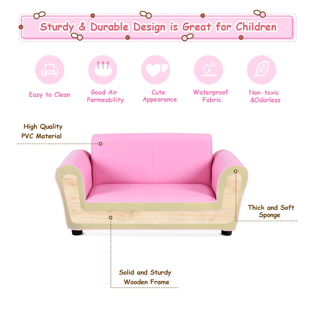 Costway Pink Kids Sofa Children Birthday Gift