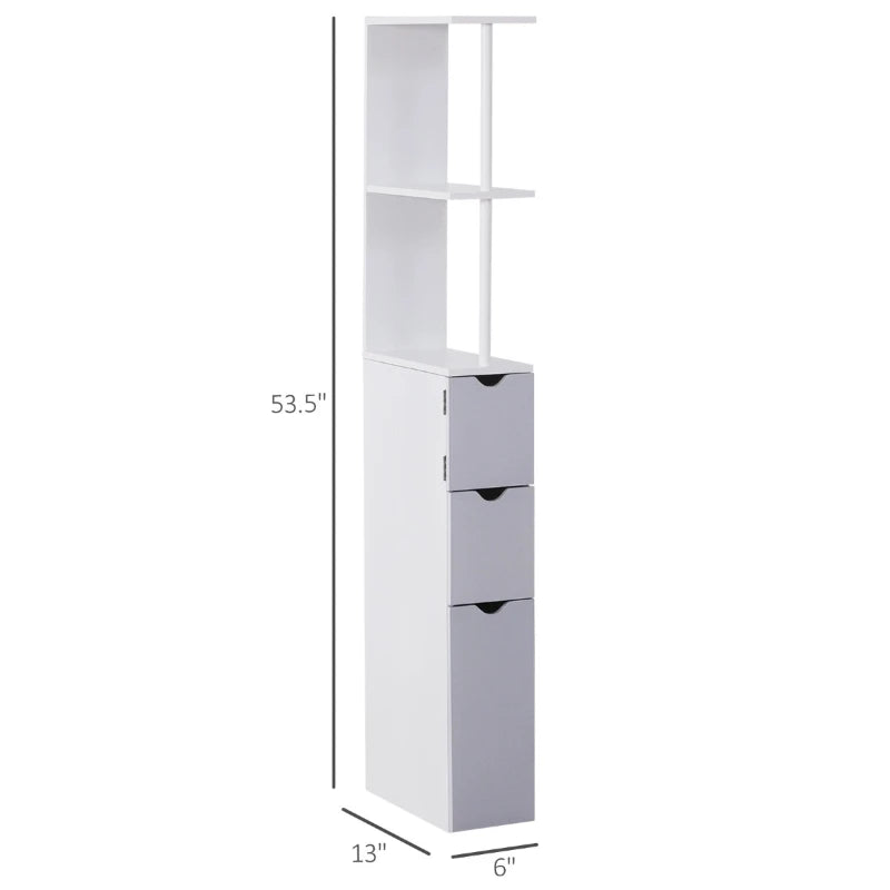 Narrow Multipurpose Bathroom Cabinet with 2 Shelves 1 Door